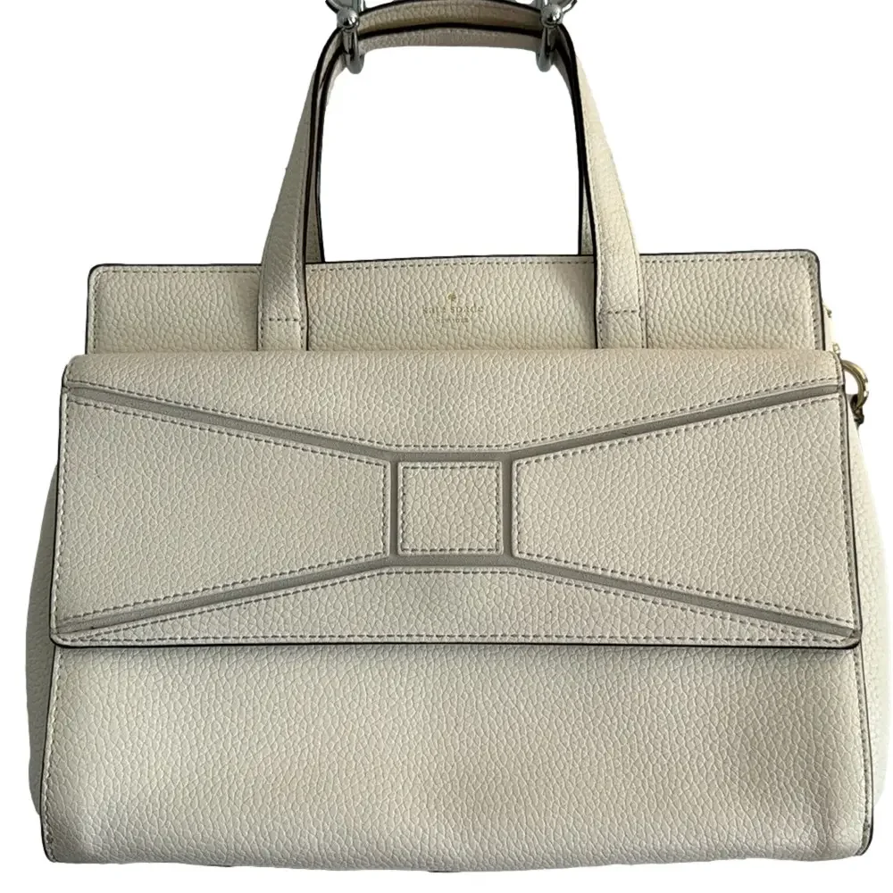 KATE SPADE ♠️ Leather Chantal Bridge Place Cream White Bow Satchel Shoulder Bag